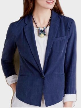 NWOT Anthro Museo Blazer Navy 10 M medium Anthropologie high lo capsule wardrobe
